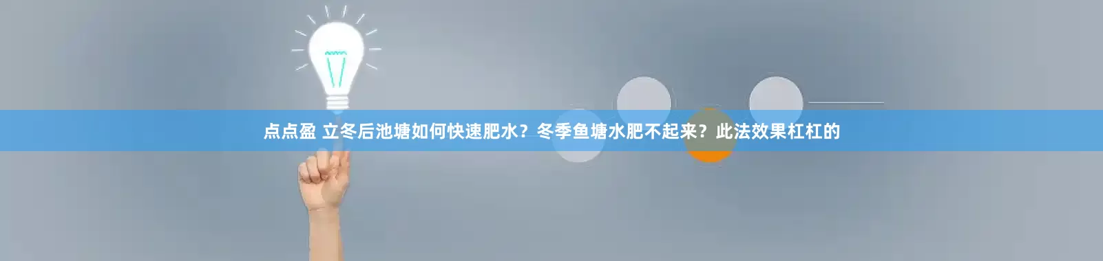 点点盈 立冬后池塘如何快速肥水?冬季鱼塘水肥不起来?此法效果杠杠的